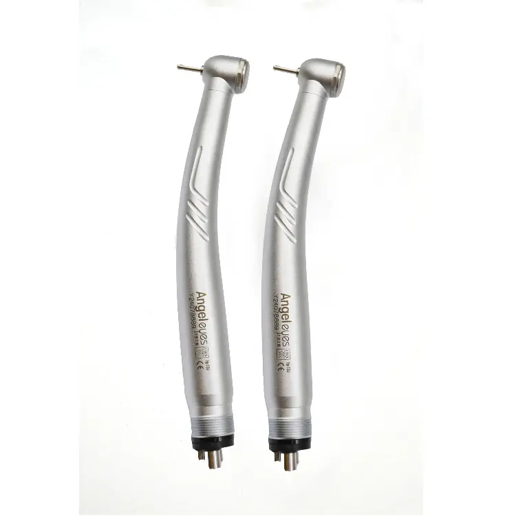 Two non-LED dental high speed handpieces with chrome plated finish