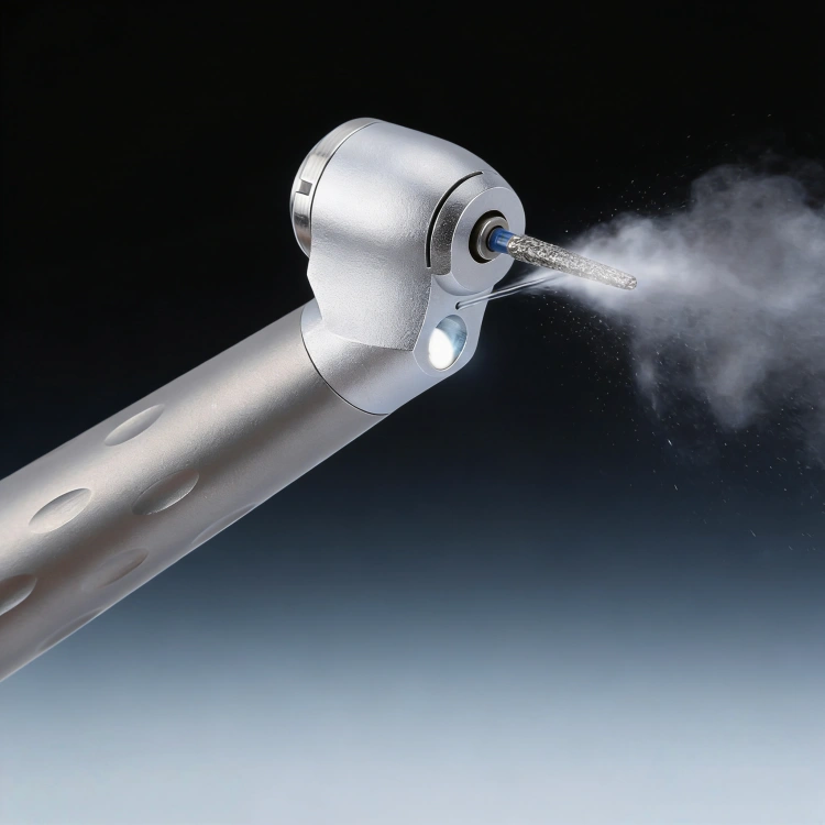 LED illumination on 45 degree dental handpiece